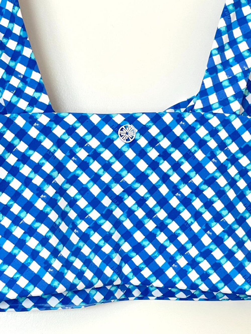 Lilly Pulitzer Luxletic Sports Bra Top Calusa Boca Blue Double Checking Medium - Picture 7 of 13
